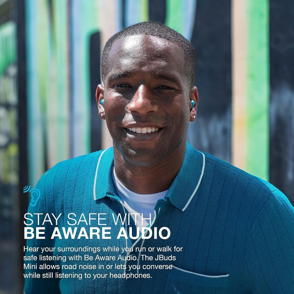 Jlab JBuds Mini True Wireless Multipoint Bluetooth Earbud Headphones Aqua Teal - Picture 10 of 14